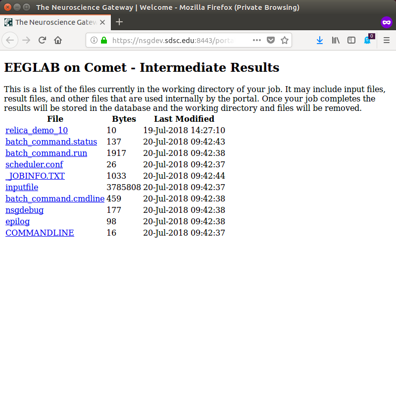 Image of Intermediate Results page