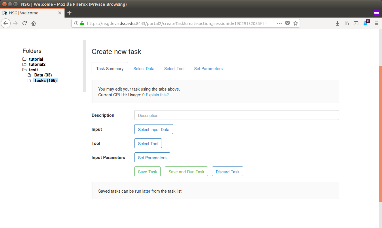 Image of Tasks creation page
