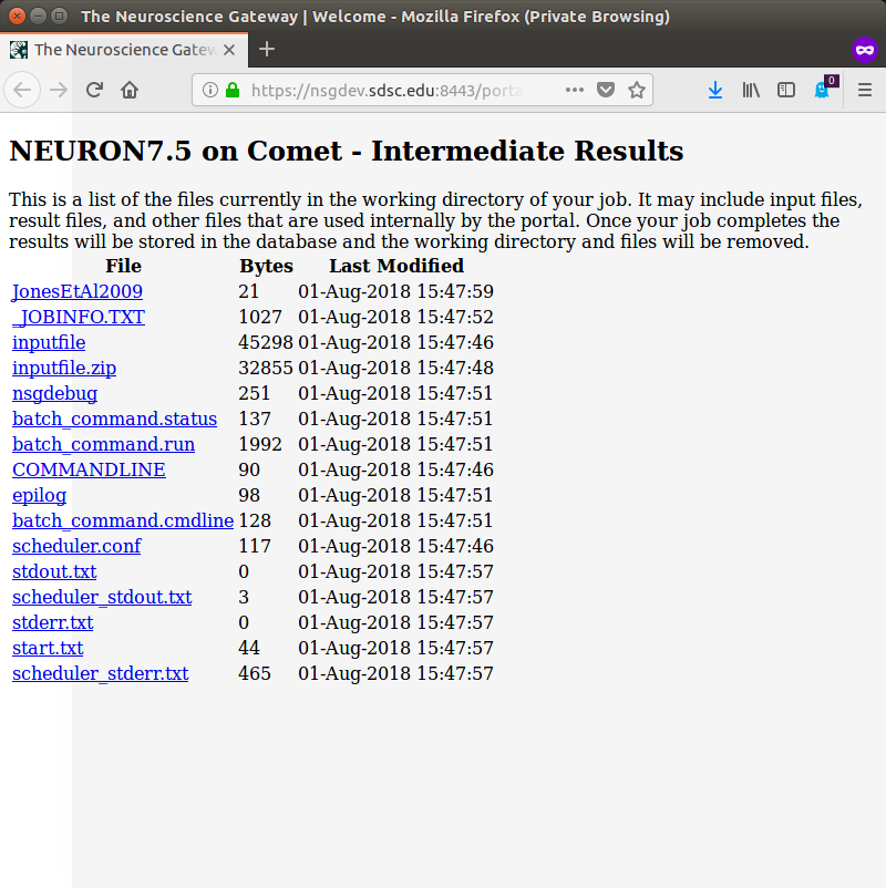 Image of Intermediate Results page